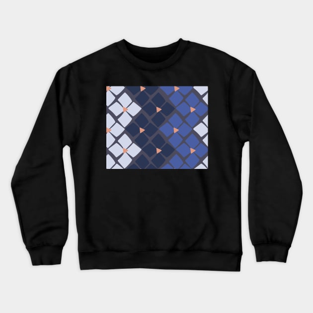 Soft and Sweet Blue and Steel Floral Zig Zag Crewneck Sweatshirt by FrancesPoff